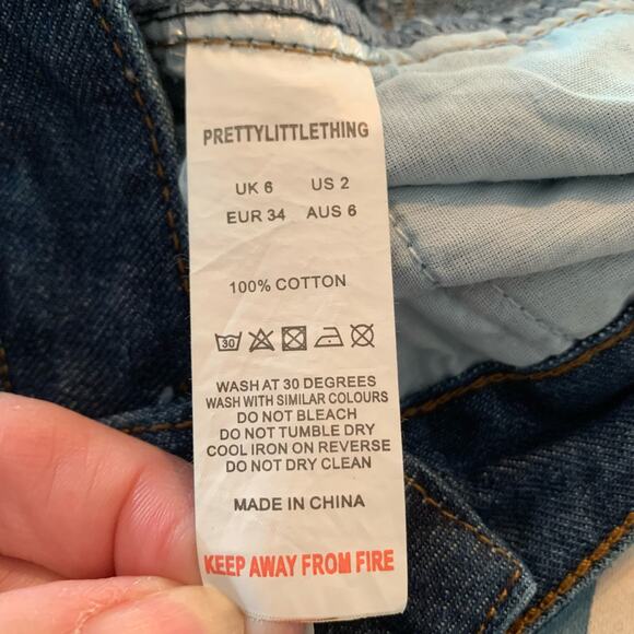 Pretty Little Thing Women’s Jeans High Rise Straight Leg Elasticated Hem Sz 2 - Picture 7 of 16